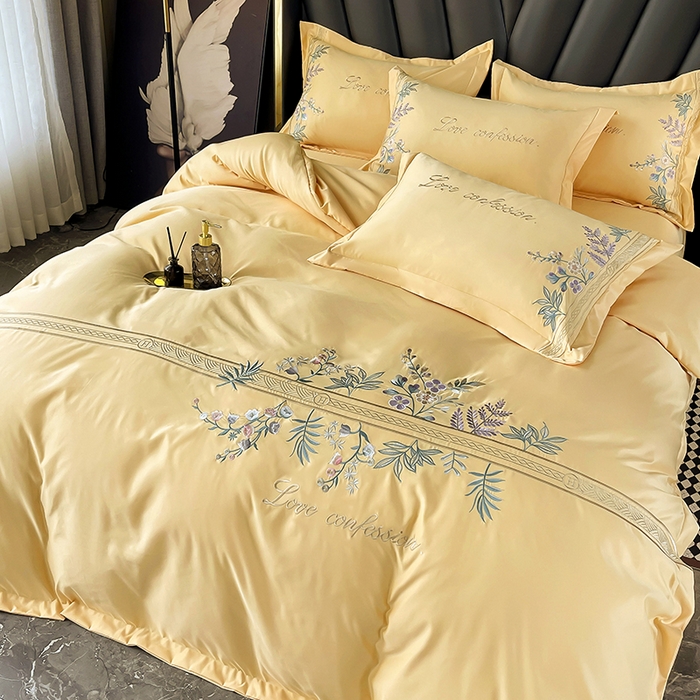 91家纺网 家纺一手货源 找家纺 （总）梵克保罗 2025春夏新品高克重天丝棉刺绣凉感四件套直播清仓