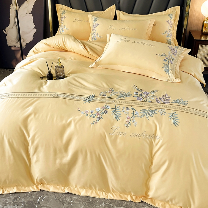 91家纺网 家纺一手货源 找家纺 （总）梵克保罗 2025春夏新品高克重天丝棉刺绣凉感四件套直播清仓