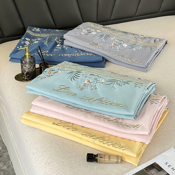 91家纺网 家纺一手货源 找家纺 梵克保罗 2025春夏新品高克重天丝棉刺绣凉感四件套直播清仓 组合图