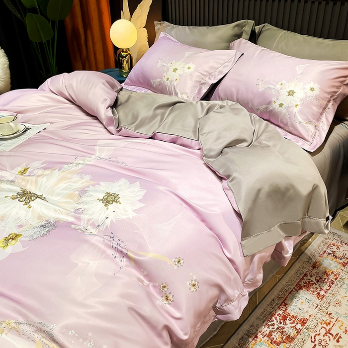 91家纺网 家纺一手货源 找家纺 （总）梵克保罗 2025春夏新品水洗仿天丝数码凉感丝四件套