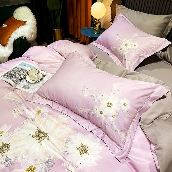 91家纺网 家纺一手货源 找家纺 （总）梵克保罗 2025春夏新品水洗仿天丝数码凉感丝四件套