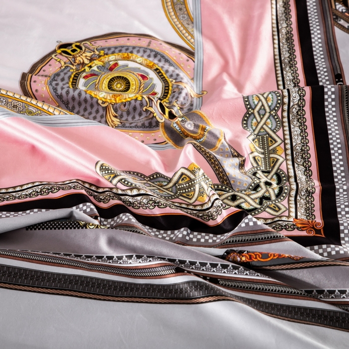 91家纺网 家纺一手货源 找家纺 梵克保罗 2025春夏新品水洗仿天丝数码凉感丝四件套 莱斯-灰