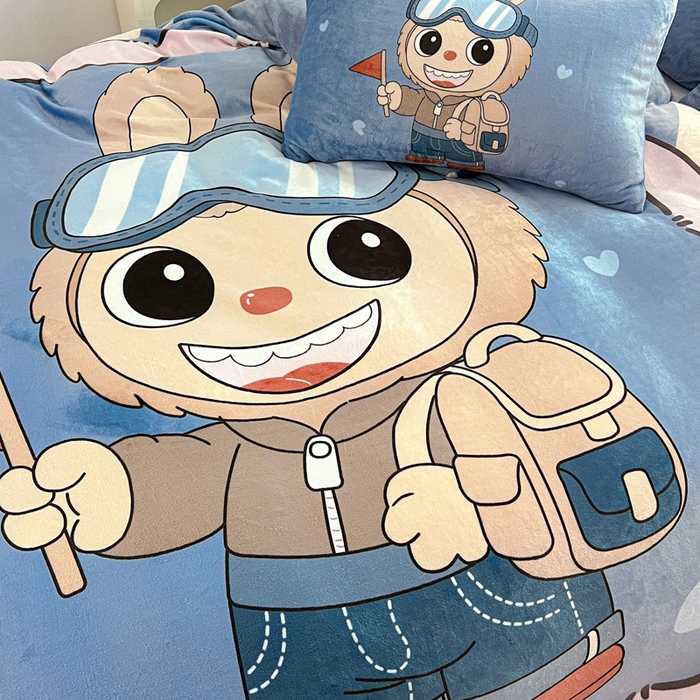 91家纺网 家纺一手货源 找家纺 喜梦缘 2025年新款大版小版卡通牛奶绒四件套 潮兔