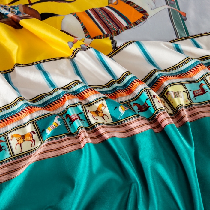 91家纺网 家纺一手货源 找家纺 梵克保罗 2025春夏新品水洗仿天丝数码凉感丝四件套 博睿