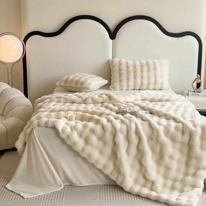 91家纺网 家纺一手货源 找家纺 （总）大元 2025新款A类280g大泡泡兔毛绒多功能被套毯