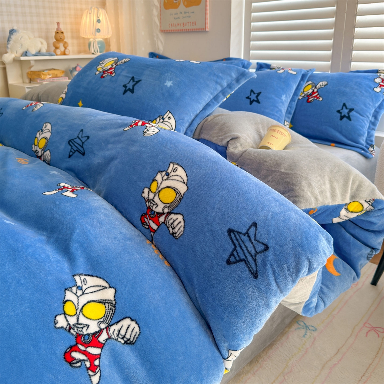 名兮家居 2025新款经典奥特曼-三丽鸥高克重牛奶绒四件套 艾斯