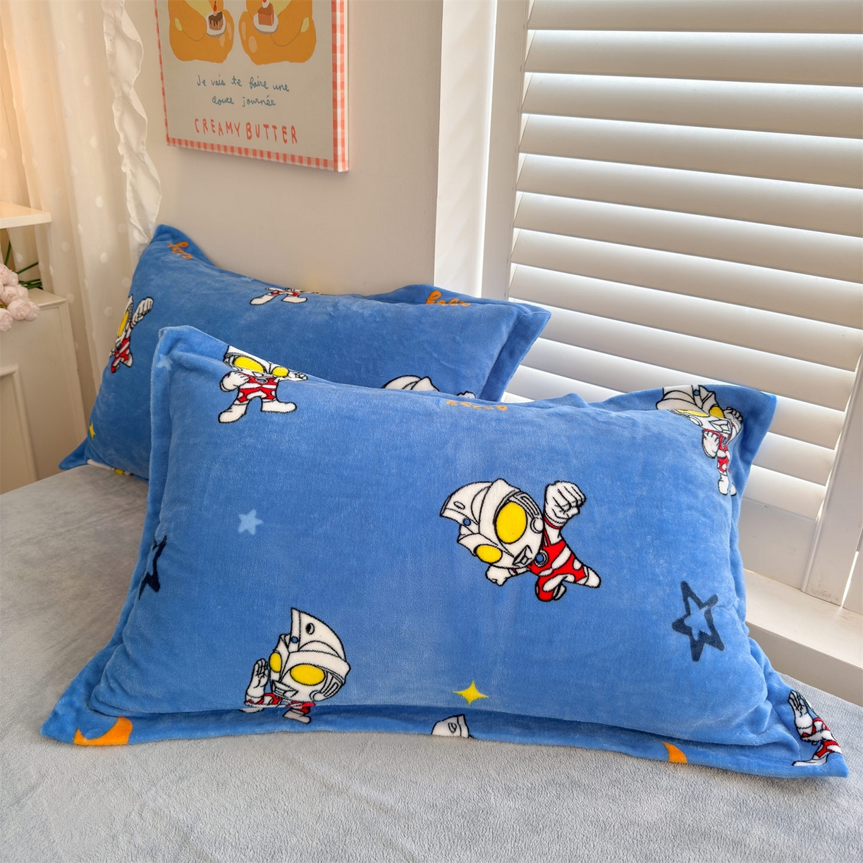 91家纺网 家纺一手货源 找家纺 名兮家居 2025新款经典奥特曼-三丽鸥高克重牛奶绒四件套 艾斯