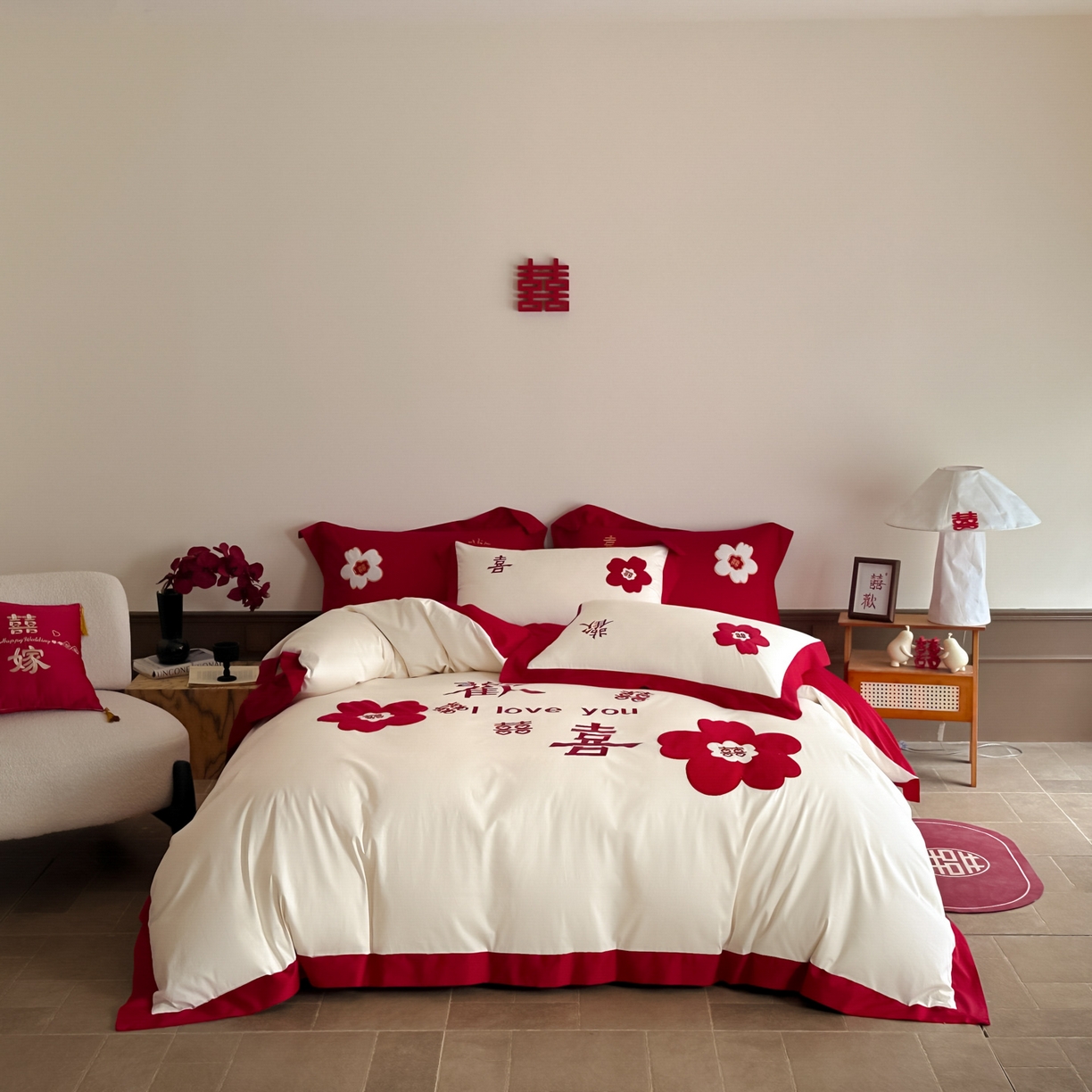 91家纺网 家纺一手货源 找家纺 （总）梵克保罗 2025新款水洗棉柔软舒适亲肤棉贴布绣刺绣婚庆四件套