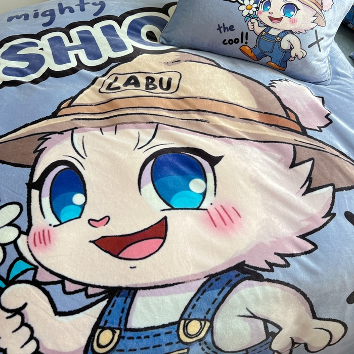 91家纺网 家纺一手货源 找家纺 喜梦缘 2025年新款大版小版卡通牛奶绒四件套 酷宝