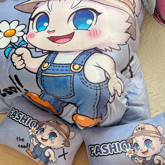 91家纺网 家纺一手货源 找家纺 喜梦缘 2025年新款大版小版卡通牛奶绒四件套 酷宝