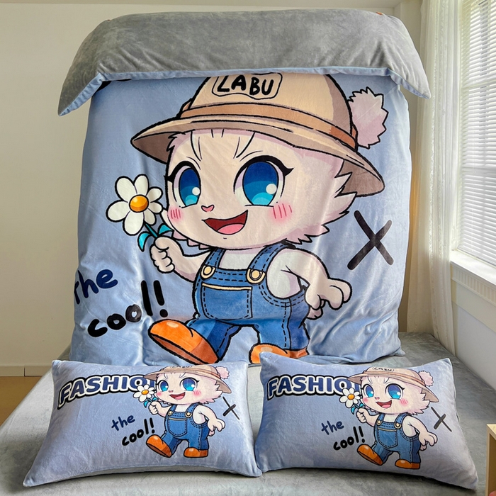 91家纺网 家纺一手货源 找家纺 喜梦缘 2025年新款大版小版卡通牛奶绒四件套 酷宝