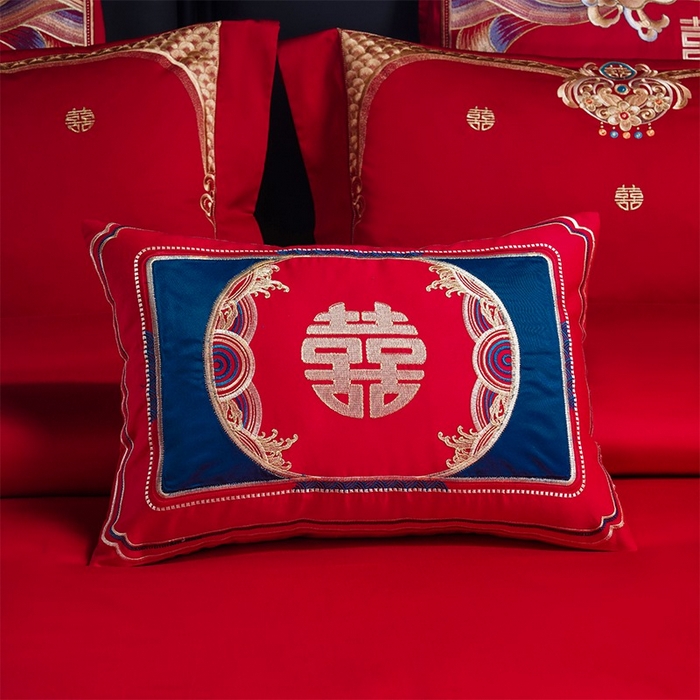 91家纺网 家纺一手货源 找家纺 用心 2025新款长绒棉刺绣新中式婚庆多件套系列 龙凤情缘