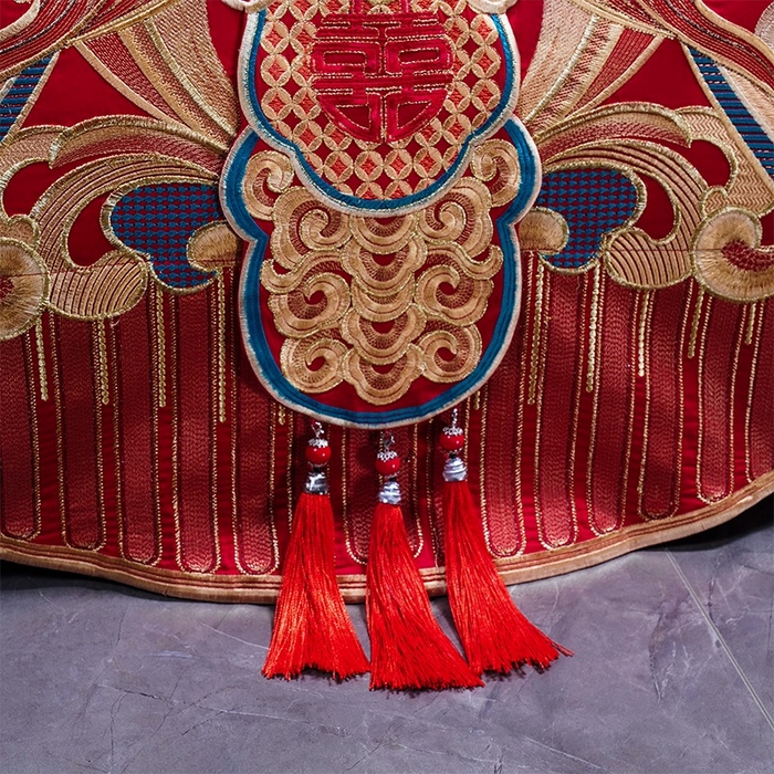 91家纺网 家纺一手货源 找家纺 用心 2025新款长绒棉刺绣新中式婚庆多件套系列 龙凤情缘