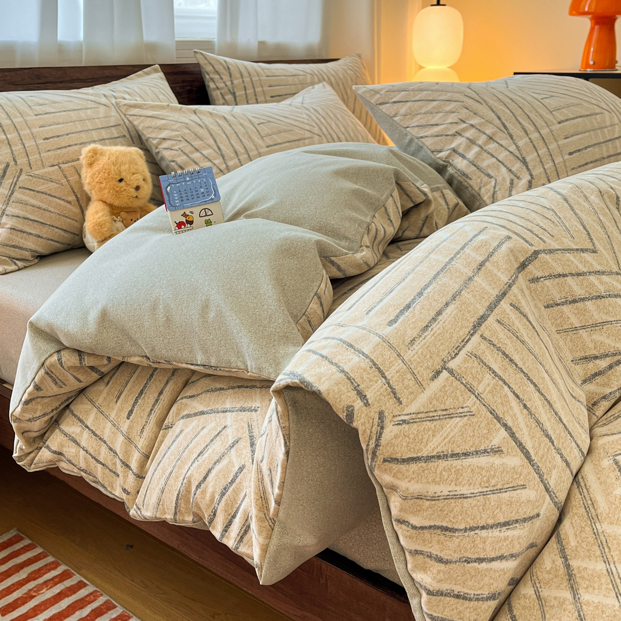 典曼家纺 2025新款原棉磨毛印花四件套 眠时光