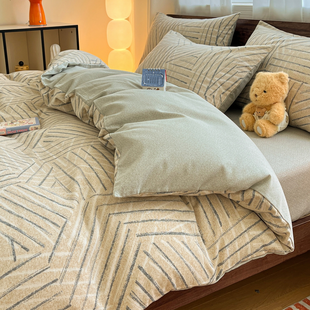 91家纺网 家纺一手货源 找家纺 典曼家纺 2025新款原棉磨毛印花四件套 眠时光