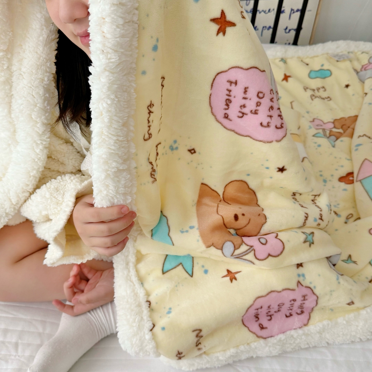 91家纺网 家纺一手货源 找家纺 航途席业 2025新款200g牛奶绒羊羔绒毛毯 可爱狗