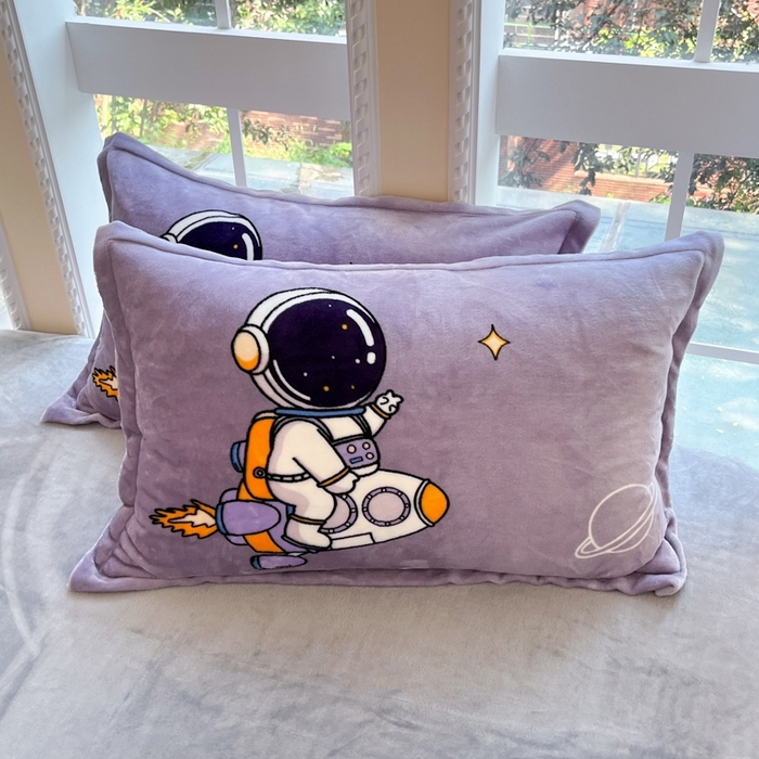 91家纺网 家纺一手货源 找家纺 喜梦缘 2025年新款大版小版卡通牛奶绒四件套 太空漫步