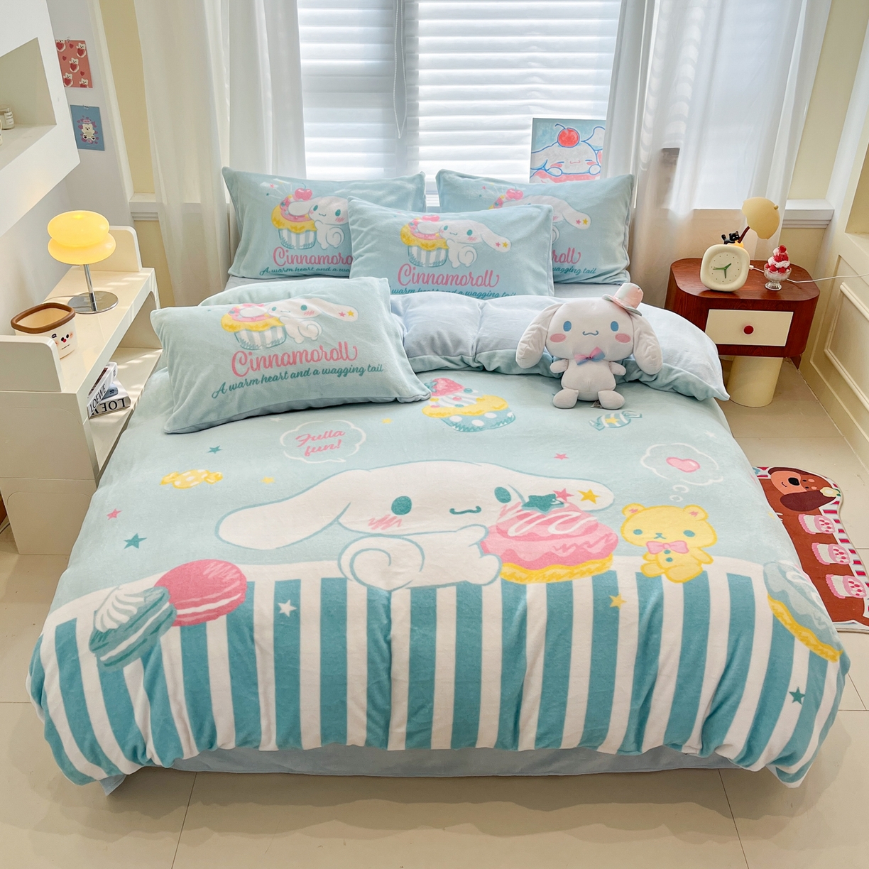 91家纺网 家纺一手货源 找家纺 （总）金爱家 2025新品正版三丽鸥授权大版卡通平网数码印花加厚高克重牛奶绒系列四件套