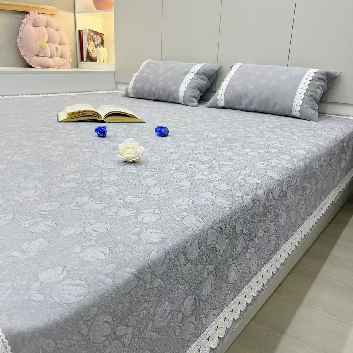 91家纺网 家纺一手货源 找家纺 （总）暖木杨 2025新款雪尼尔榻榻米床盖农村大炕单防滑炕盖柔软可定制尺寸-郁金香