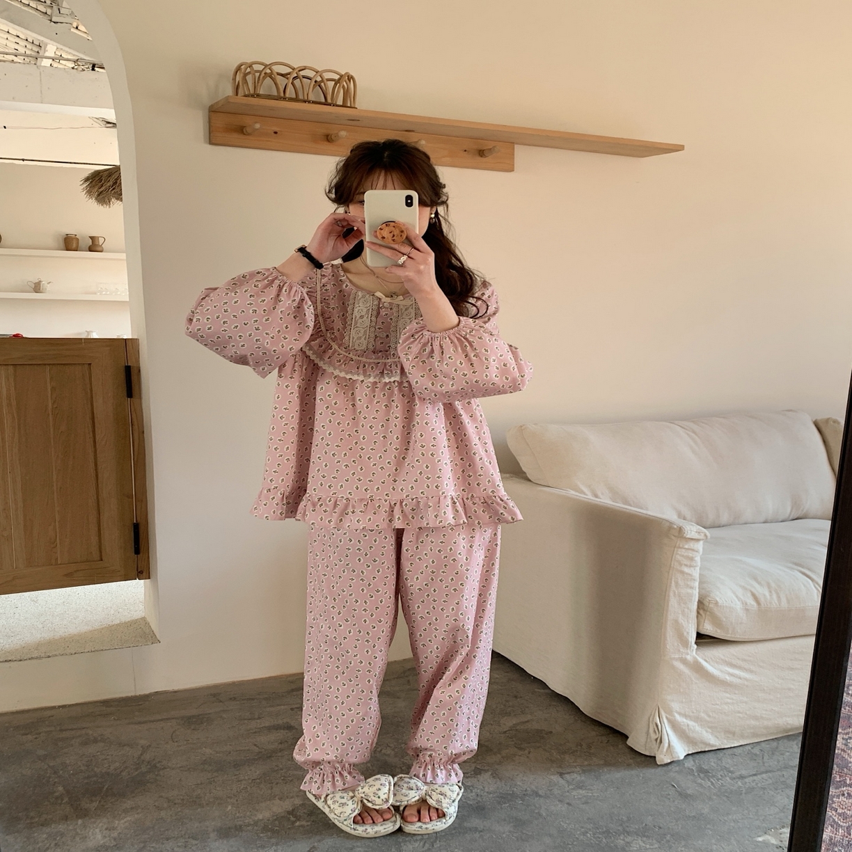 91家纺网 家纺一手货源 找家纺 （总）妍景家居生活馆 2025新款韩系25012-韩系圆领碎花套装粉