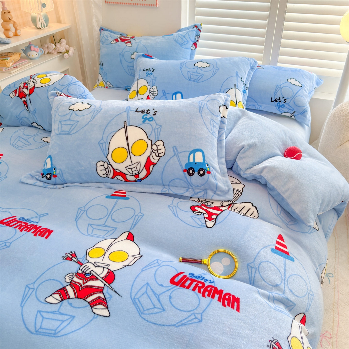 91家纺网 家纺一手货源 找家纺 名兮家居 2025新款经典奥特曼-三丽鸥高克重牛奶绒四件套 云朵奥特曼