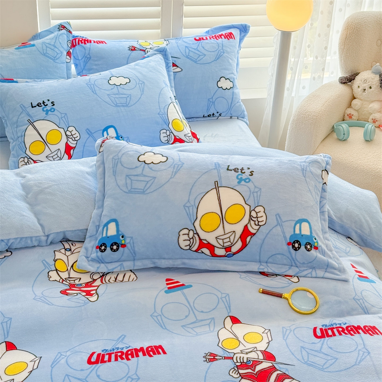 91家纺网 家纺一手货源 找家纺 名兮家居 2025新款经典奥特曼-三丽鸥高克重牛奶绒四件套 云朵奥特曼