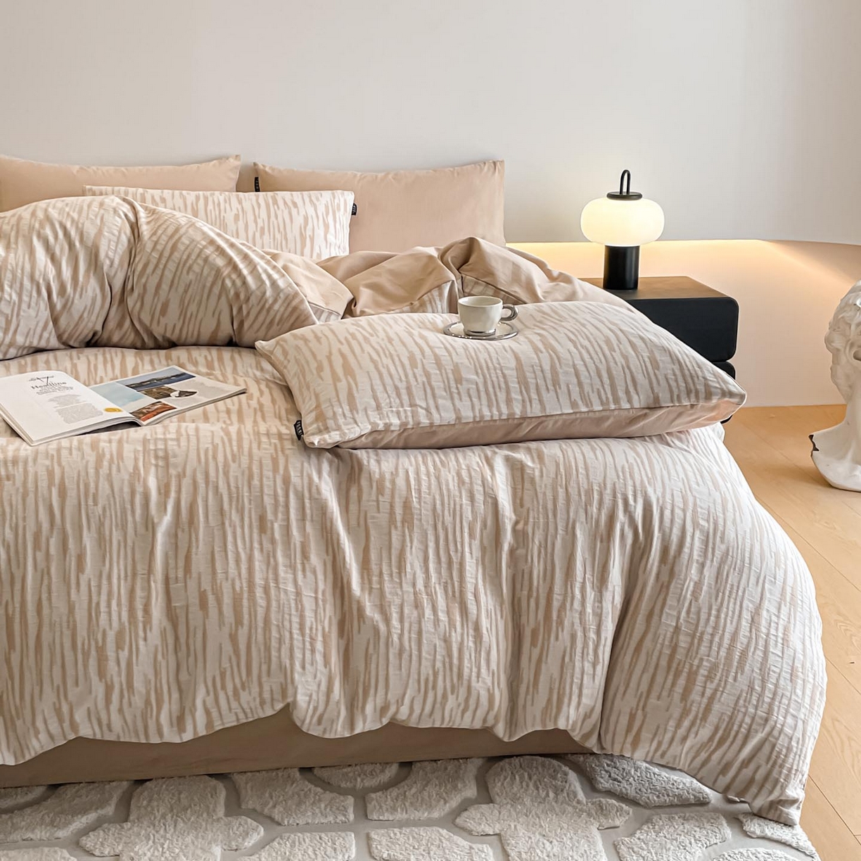 91家纺网 家纺一手货源 找家纺 （总）涵宸家纺 2025新款全棉磨毛色织提花四件套