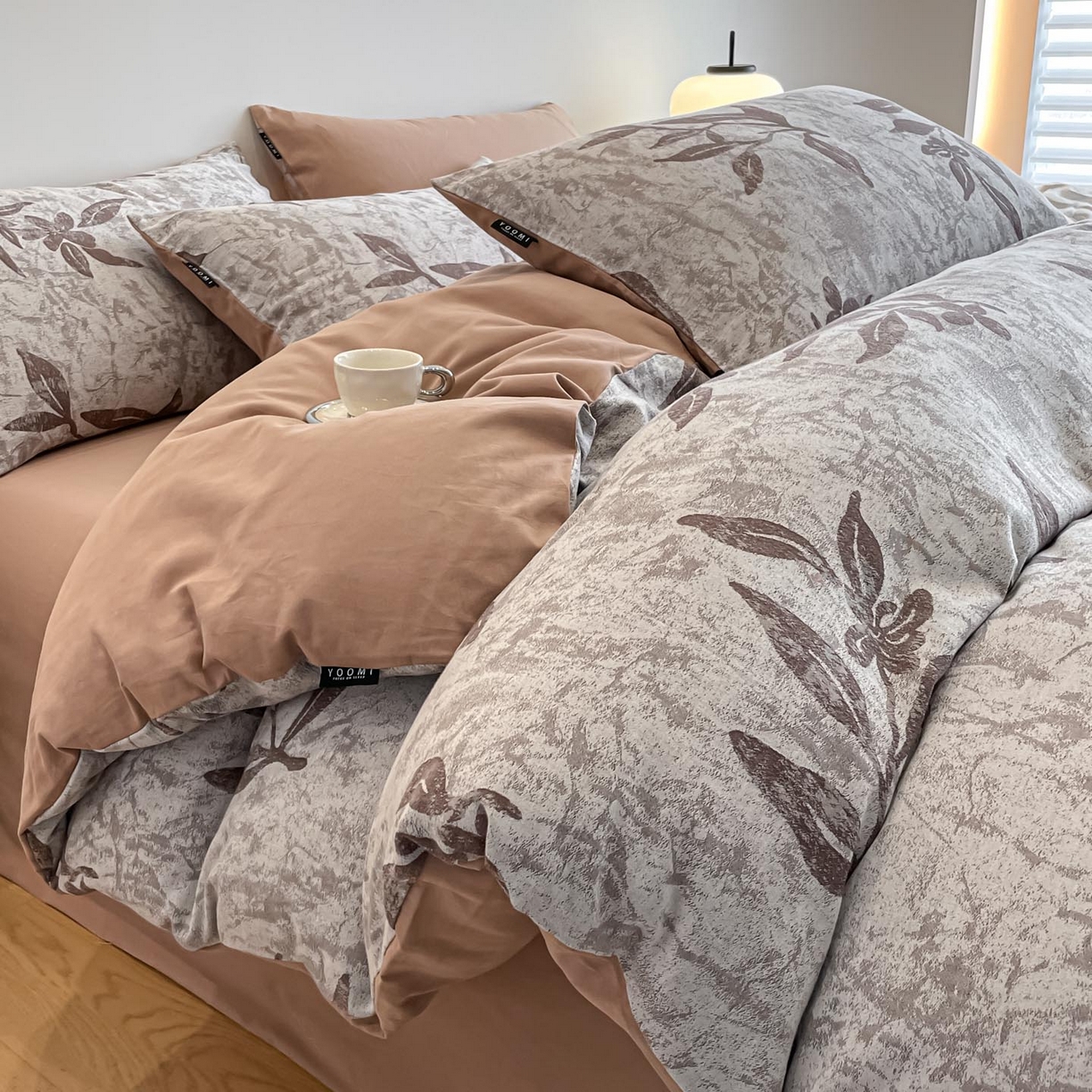 涵宸家纺 2025新款全棉磨毛色织提花四件套 叠影窗