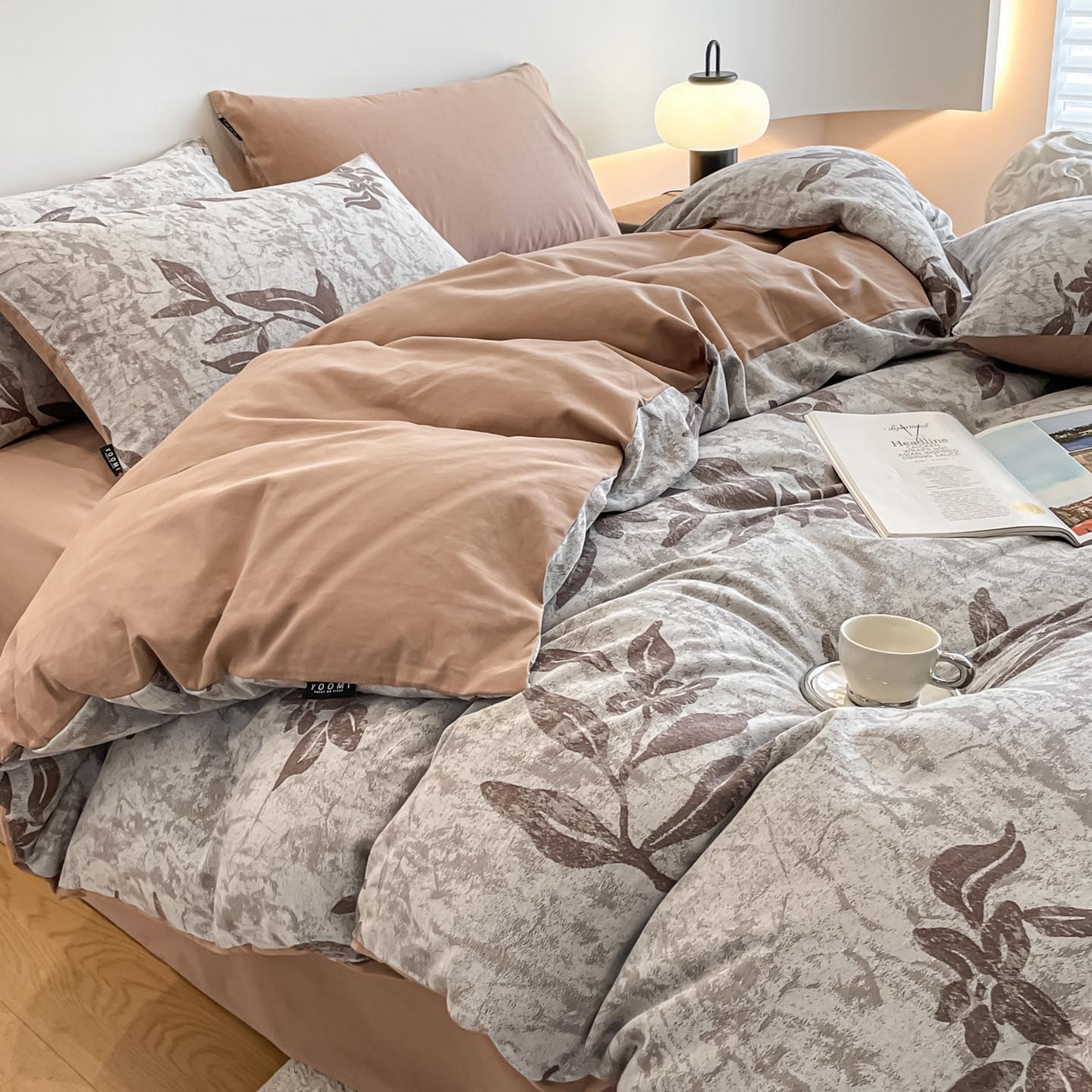 91家纺网 家纺一手货源 找家纺 涵宸家纺 2025新款全棉磨毛色织提花四件套 叠影窗