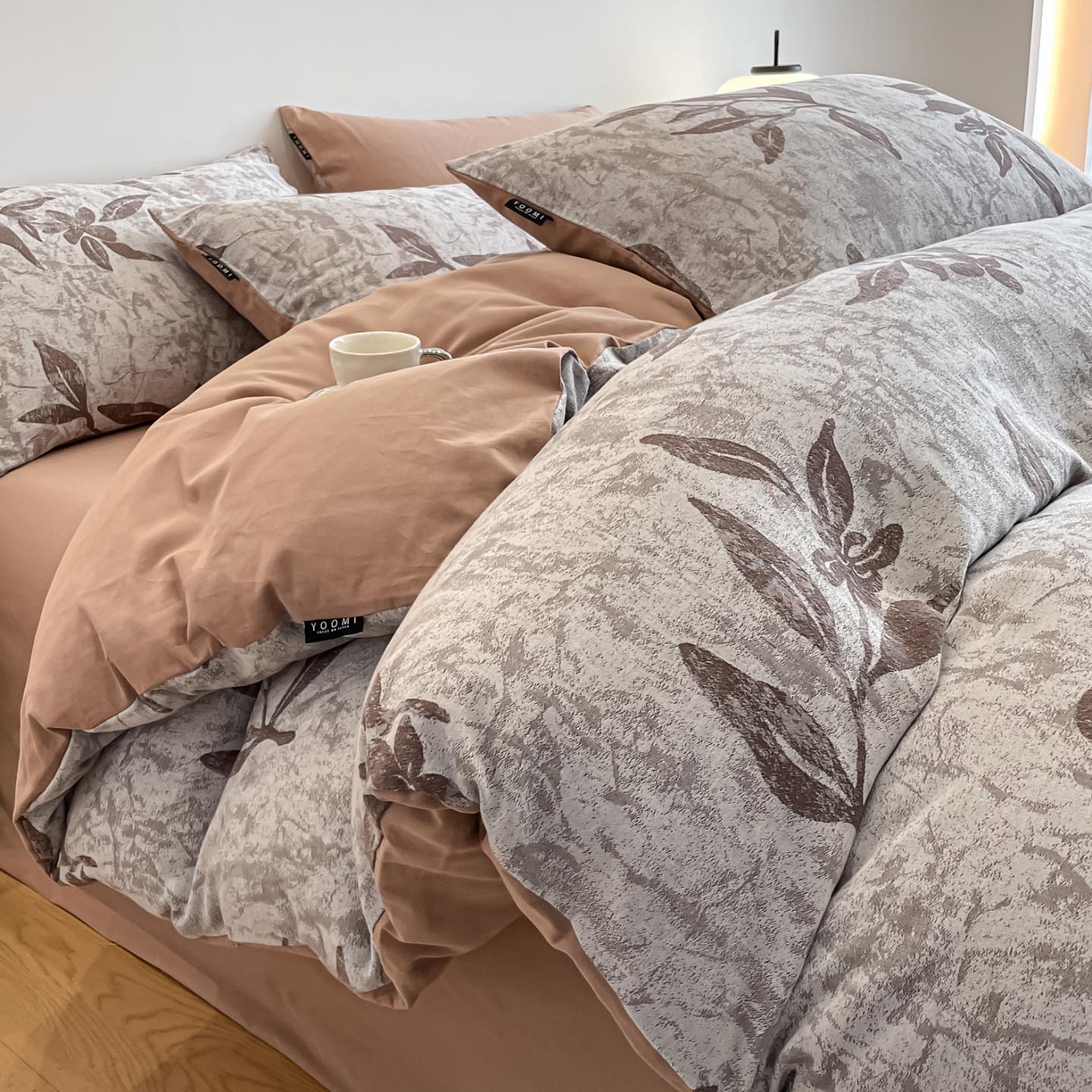 91家纺网 家纺一手货源 找家纺 涵宸家纺 2025新款全棉磨毛色织提花四件套 叠影窗