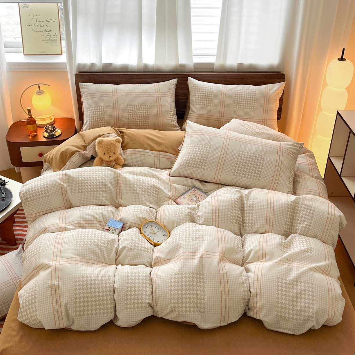 91家纺网 家纺一手货源 找家纺 典曼家纺 2025新款原棉磨毛印花四件套 塔维尔-米