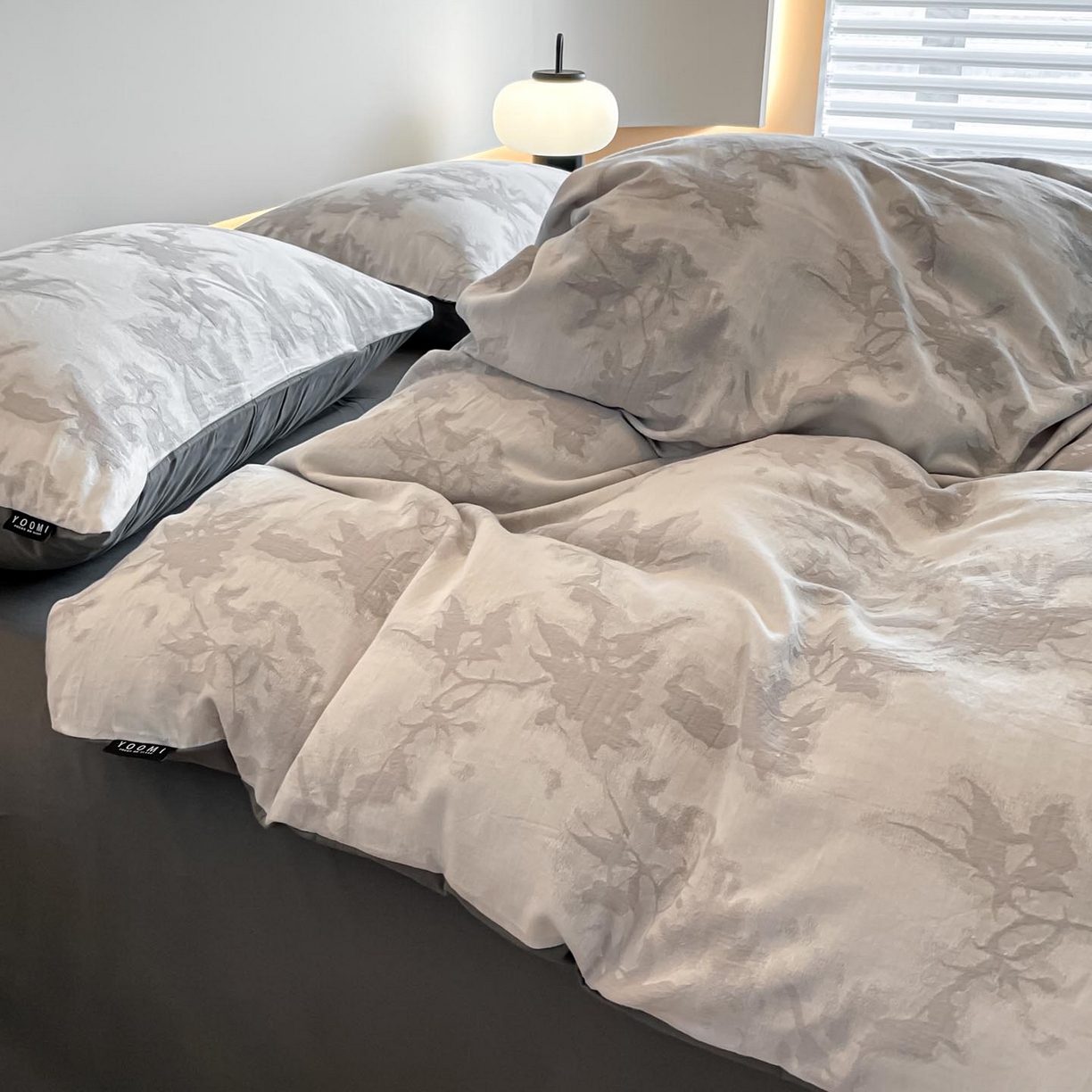 91家纺网 家纺一手货源 找家纺 涵宸家纺 2025新款全棉磨毛色织提花四件套 叠韵