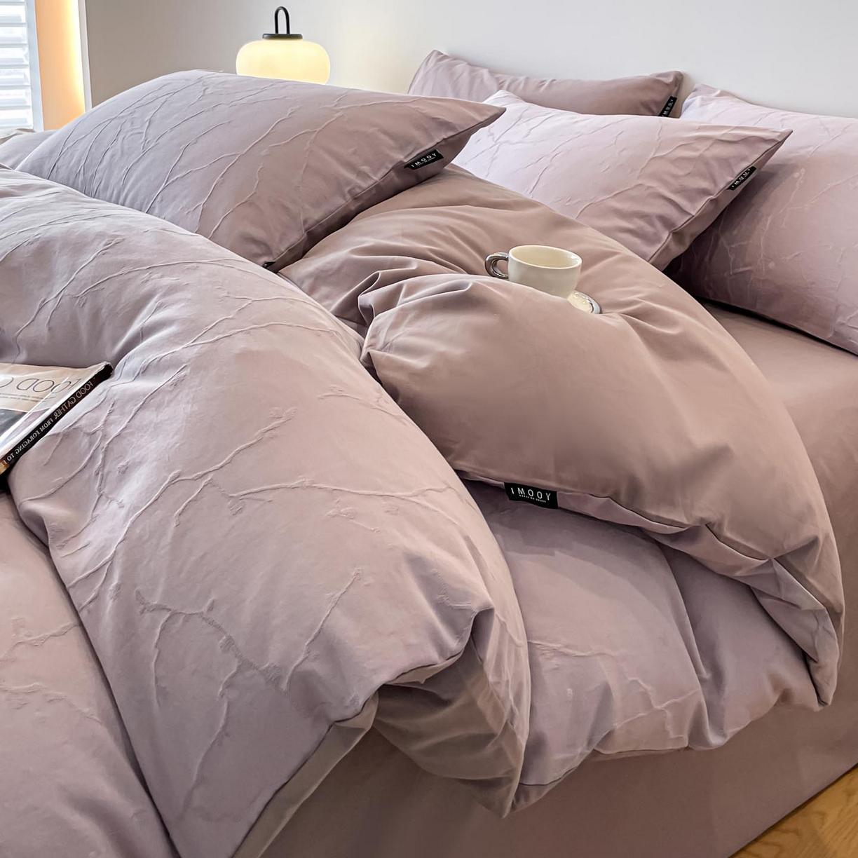 91家纺网 家纺一手货源 找家纺 涵宸家纺 2025新款全棉磨毛色织提花四件套 经纬赋