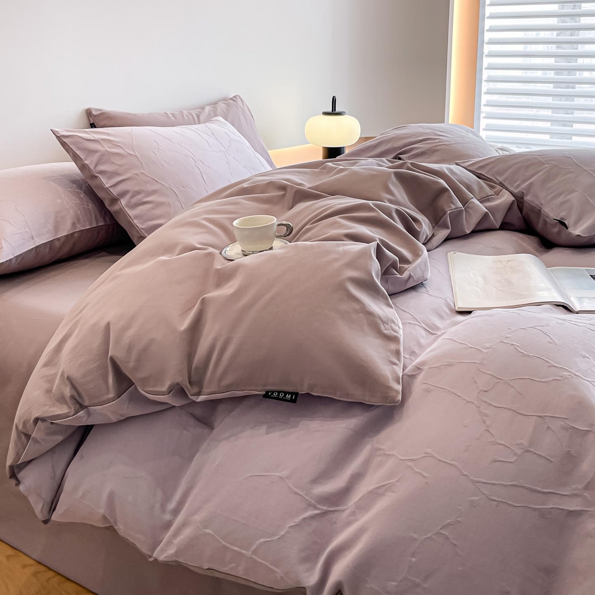 91家纺网 家纺一手货源 找家纺 涵宸家纺 2025新款全棉磨毛色织提花四件套 经纬赋