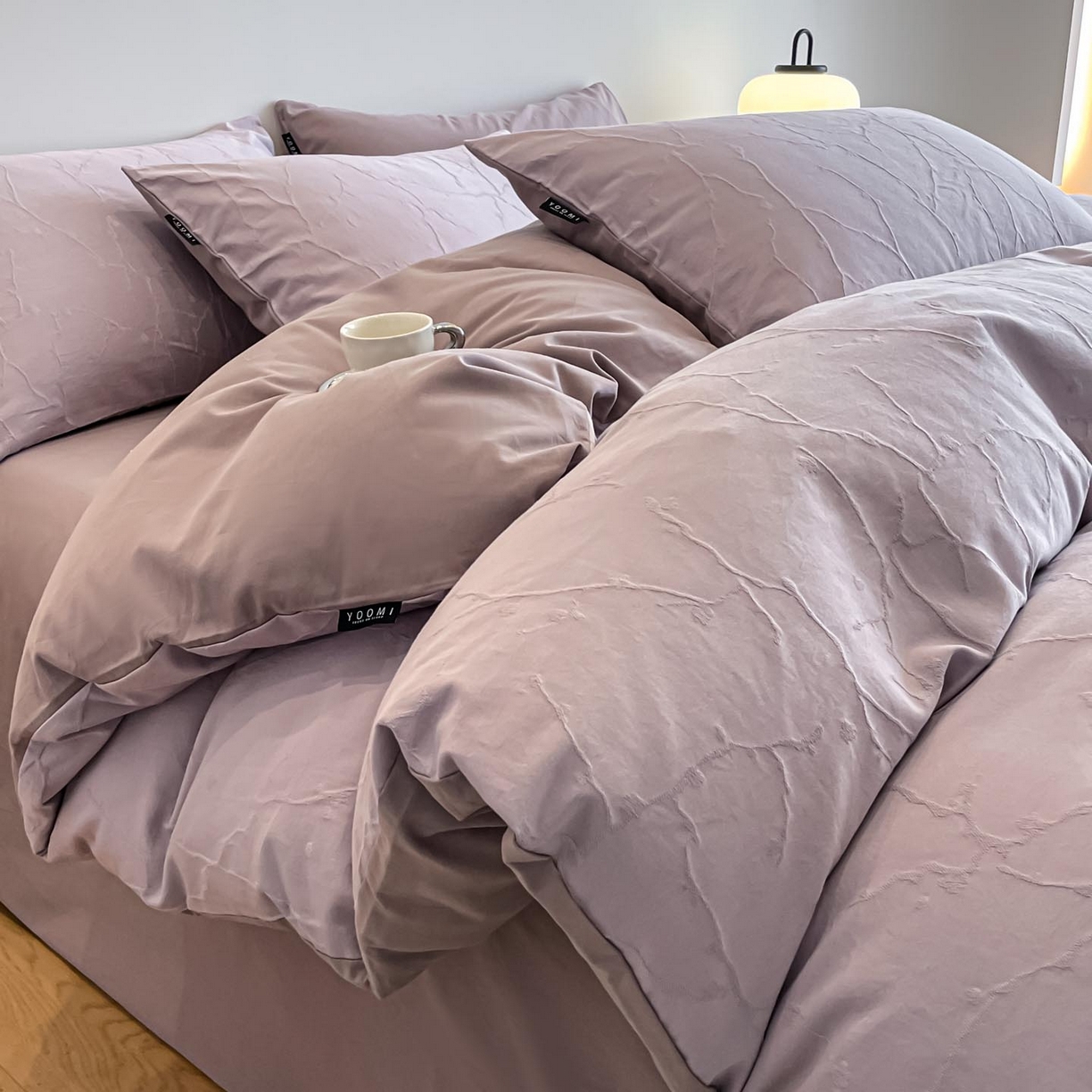 91家纺网 家纺一手货源 找家纺 涵宸家纺 2025新款全棉磨毛色织提花四件套 经纬赋