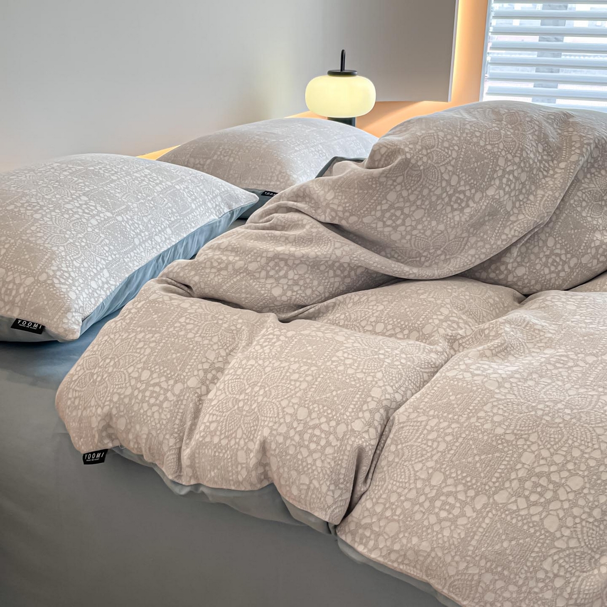 91家纺网 家纺一手货源 找家纺 涵宸家纺 2025新款全棉磨毛色织提花四件套 揽星河