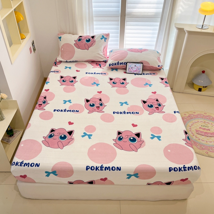 91家纺网 家纺一手货源 找家纺 金爱家 2025新款牛奶绒保暖床笠床笠单件单床笠 绒单品-蝴蝶结胖丁