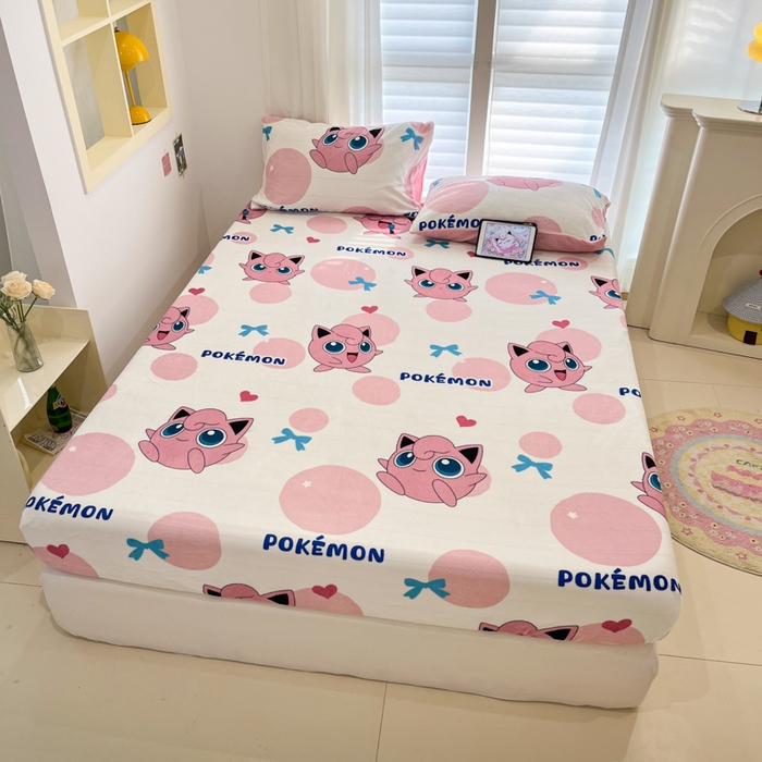 91家纺网 家纺一手货源 找家纺 金爱家 2025新款牛奶绒保暖床笠床笠单件单床笠 绒单品-蝴蝶结胖丁