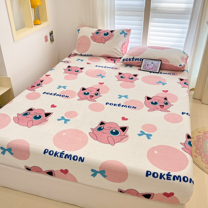 91家纺网 家纺一手货源 找家纺 金爱家 2025新款牛奶绒保暖床笠床笠单件单床笠 绒单品-蝴蝶结胖丁