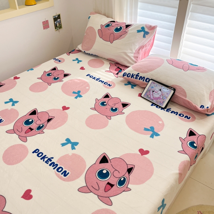 91家纺网 家纺一手货源 找家纺 金爱家 2025新款牛奶绒保暖床笠床笠单件单床笠 绒单品-蝴蝶结胖丁