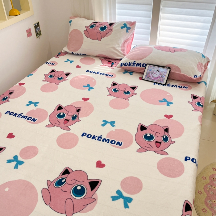 91家纺网 家纺一手货源 找家纺 金爱家 2025新款牛奶绒保暖床笠床笠单件单床笠 绒单品-蝴蝶结胖丁