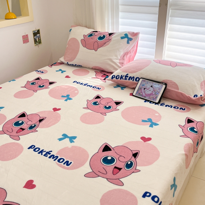 91家纺网 家纺一手货源 找家纺 金爱家 2025新款牛奶绒保暖床笠床笠单件单床笠 绒单品-蝴蝶结胖丁