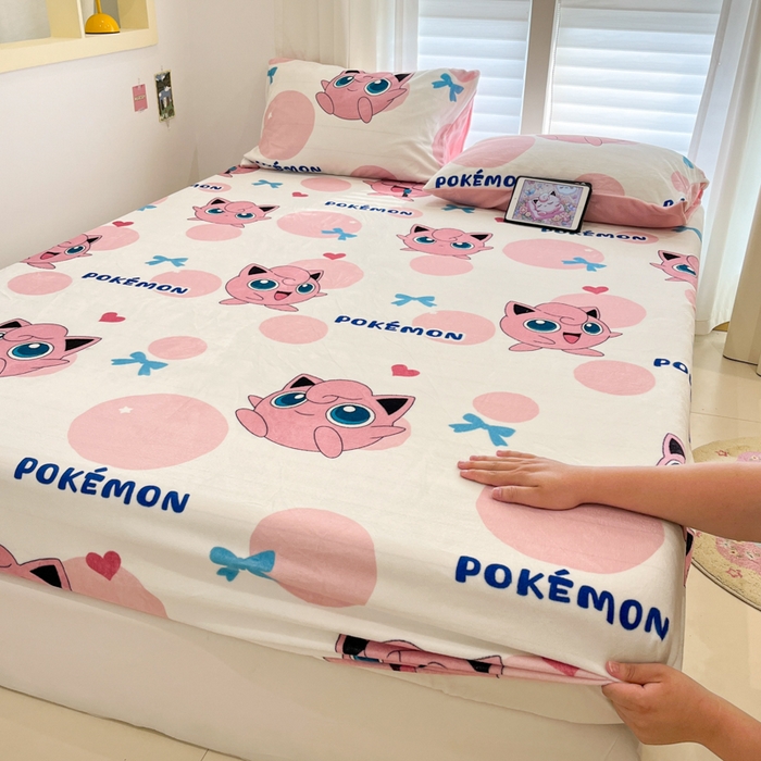 91家纺网 家纺一手货源 找家纺 金爱家 2025新款牛奶绒保暖床笠床笠单件单床笠 绒单品-蝴蝶结胖丁