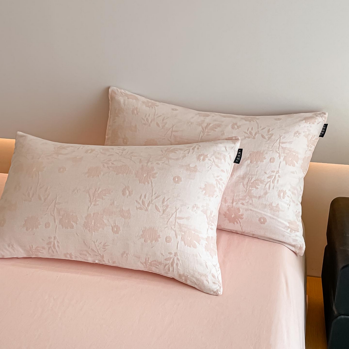 91家纺网 家纺一手货源 找家纺 涵宸家纺 2025新款全棉磨毛色织提花四件套 墨菡-粉