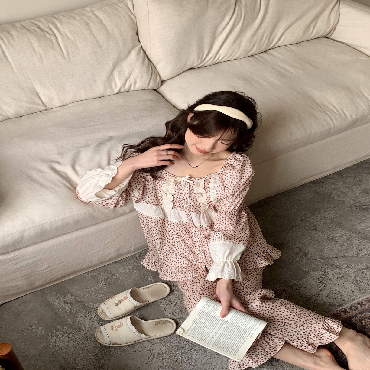 91家纺网 家纺一手货源 找家纺 （总）妍景家居生活馆 2025新款韩系25052-甜美蕾丝花边蝴蝶结套装