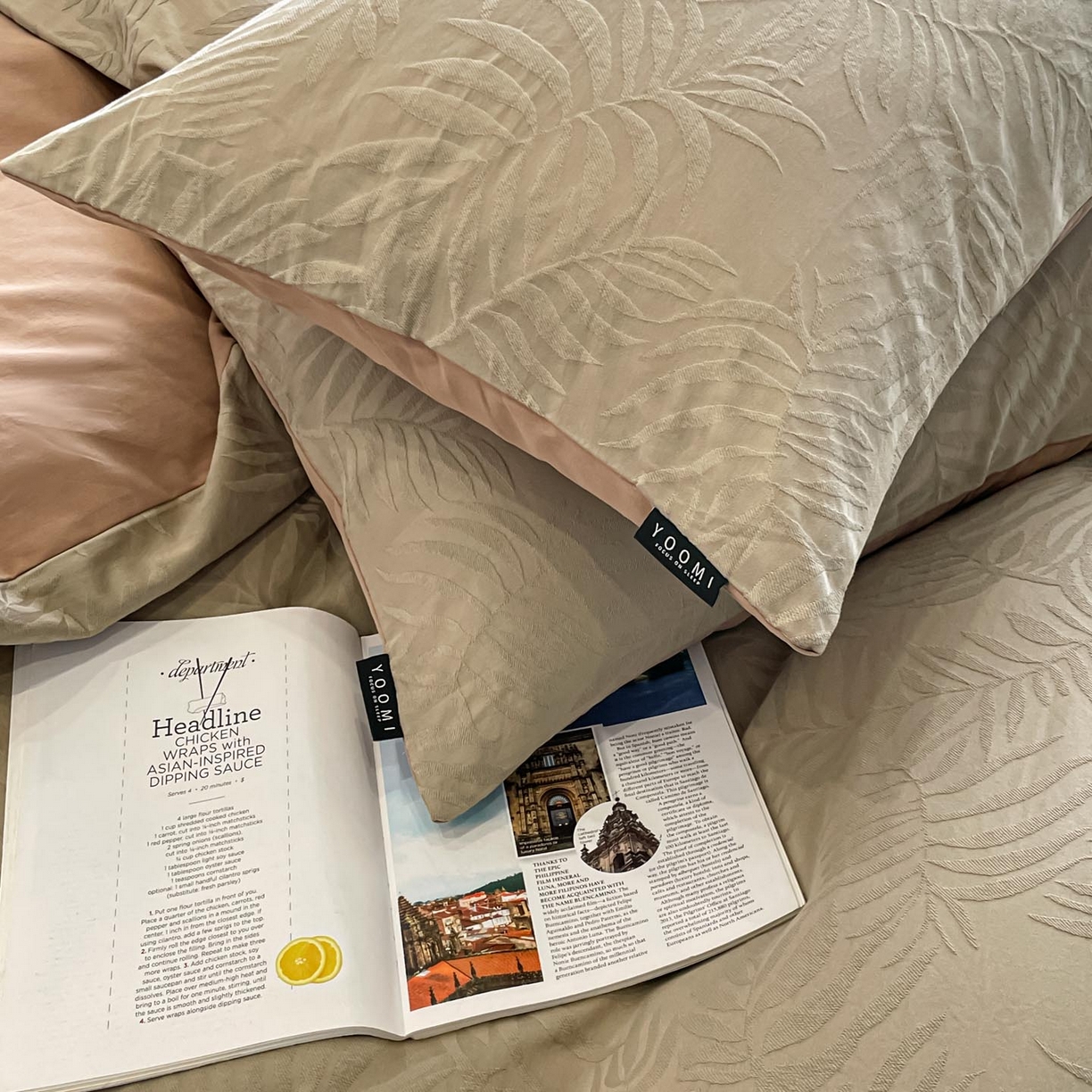 91家纺网 家纺一手货源 找家纺 涵宸家纺 2025新款全棉磨毛色织提花四件套 擎苍叶