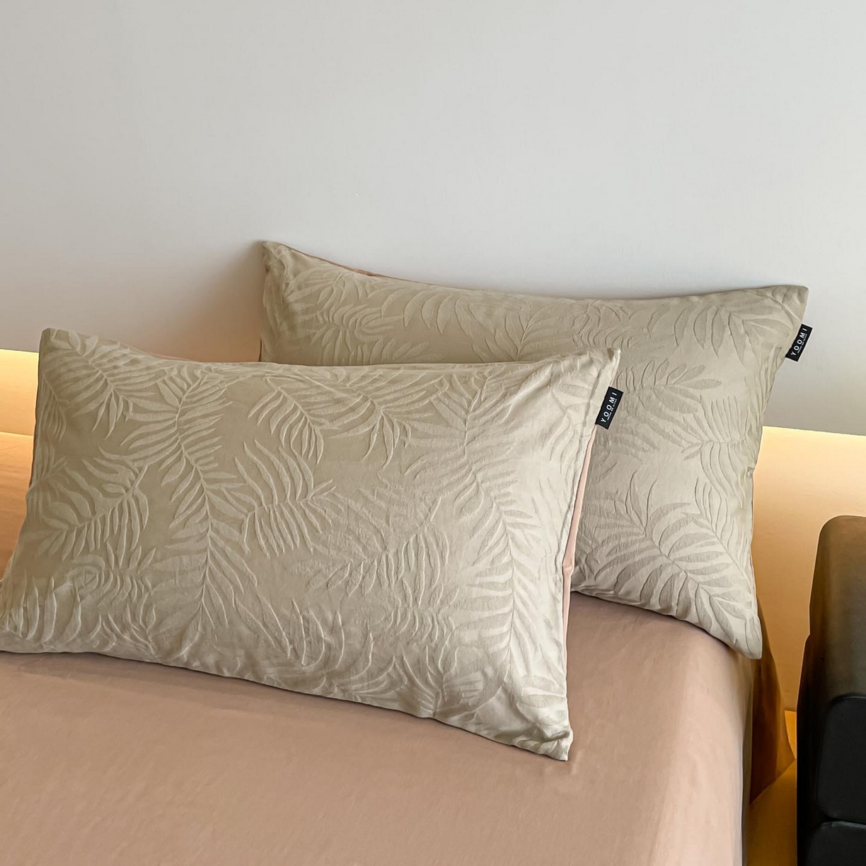 91家纺网 家纺一手货源 找家纺 涵宸家纺 2025新款全棉磨毛色织提花四件套 擎苍叶