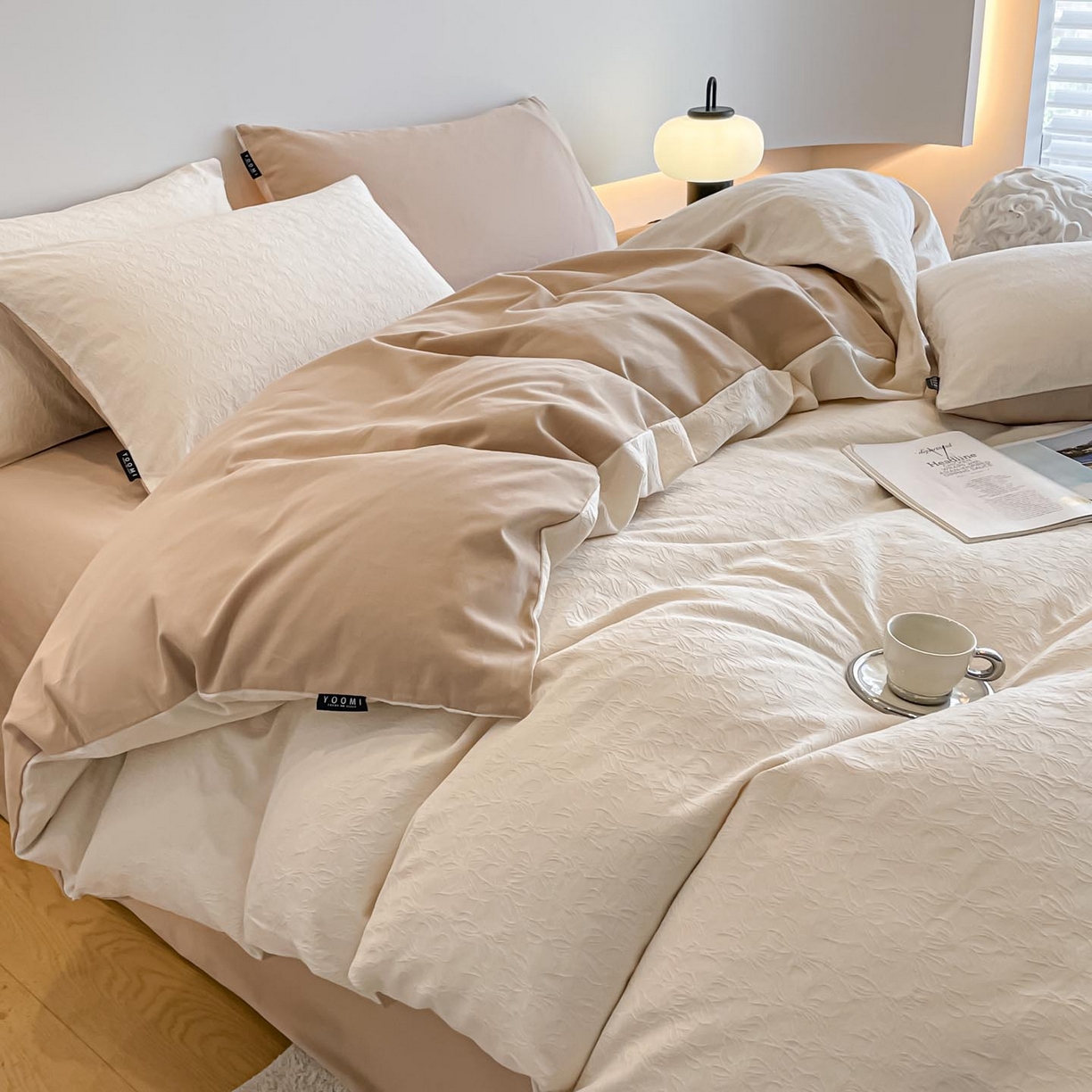 91家纺网 家纺一手货源 找家纺 涵宸家纺 2025新款全棉磨毛色织提花四件套 薇光