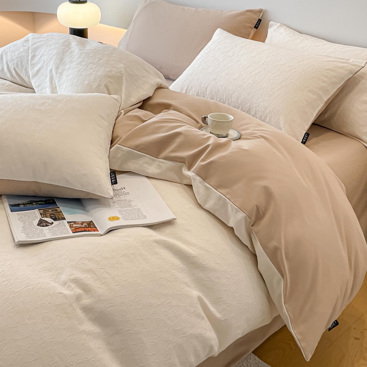 91家纺网 家纺一手货源 找家纺 涵宸家纺 2025新款全棉磨毛色织提花四件套 薇光