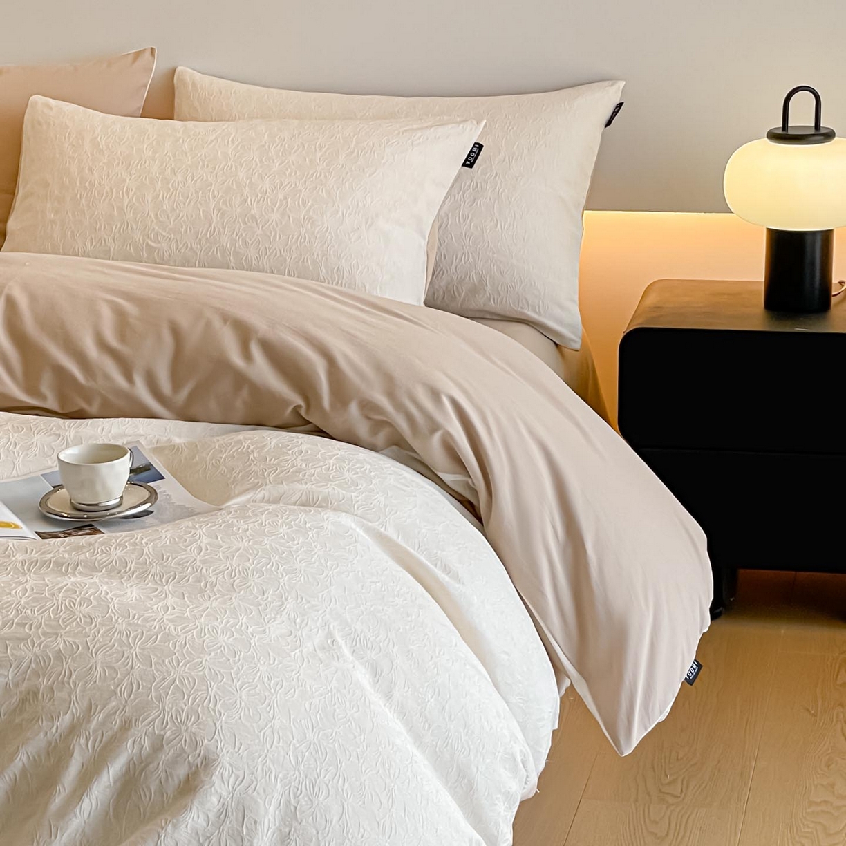 91家纺网 家纺一手货源 找家纺 涵宸家纺 2025新款全棉磨毛色织提花四件套 薇光